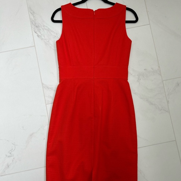 Tahari ASL Orange sheath dress with Bamboo Ring detail. Lined. - Picture 4 of 12